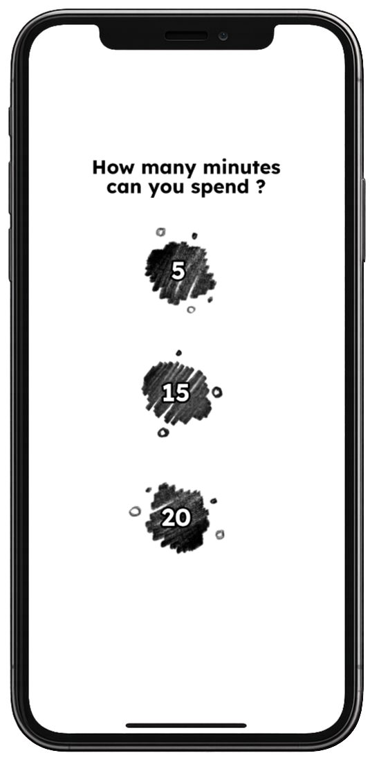 Screen showing three timing options